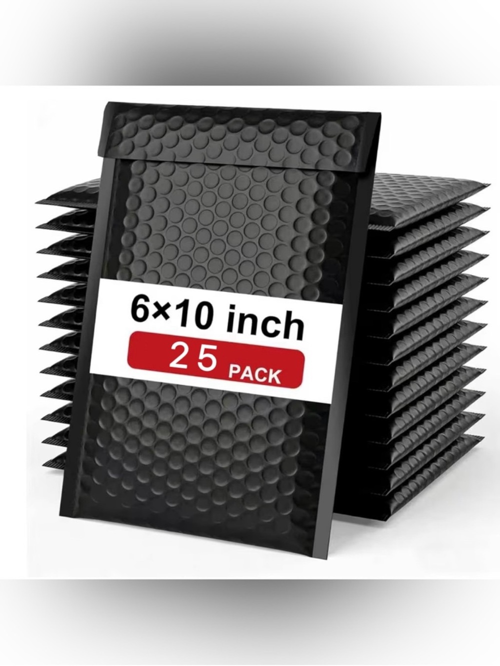 25pc- 6x10 Inch Black Bubble Mailers